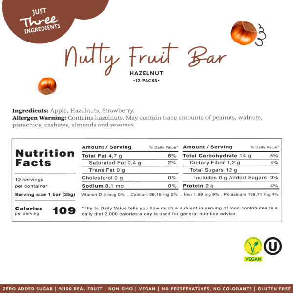 Mate Hazelnut Nutty Fruit Bar (12pcs)