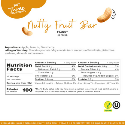 Mate Peanut Nutty Fruit Bar (12pcs)