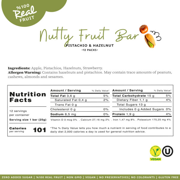 Mate Pistachio & Hazelnut Nutty Fruit Bar (12pcs)